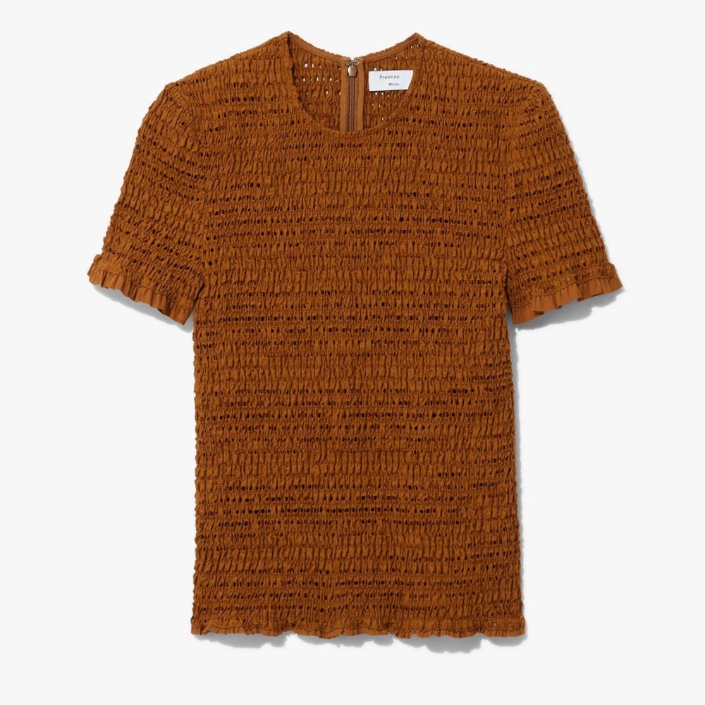 proenza schouler broderie anglaise smocked top